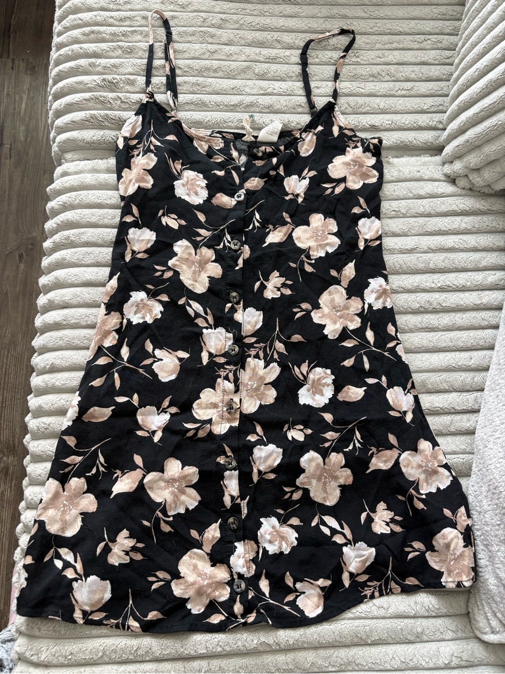 Mimi Chica Black Mini Dress with Blush Floral Print